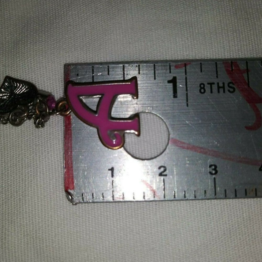 PINK LETTER "A" w/PRINCESS CHARM NECKLACE AND PRINCESS CHARM EARRINGS CA 00691 - Picture 11 of 12